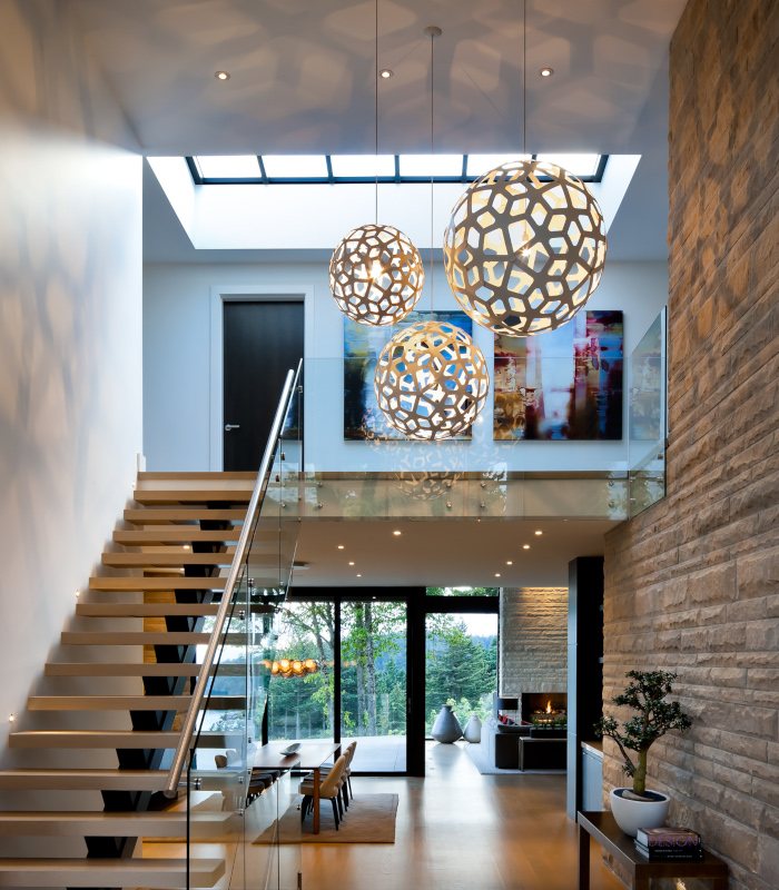 Coral pendants in a residence